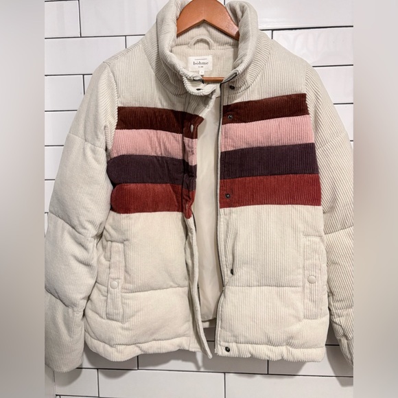 Bohme Colorblock Striped Puffer Corduroy Jacket - Picture 2 of 6